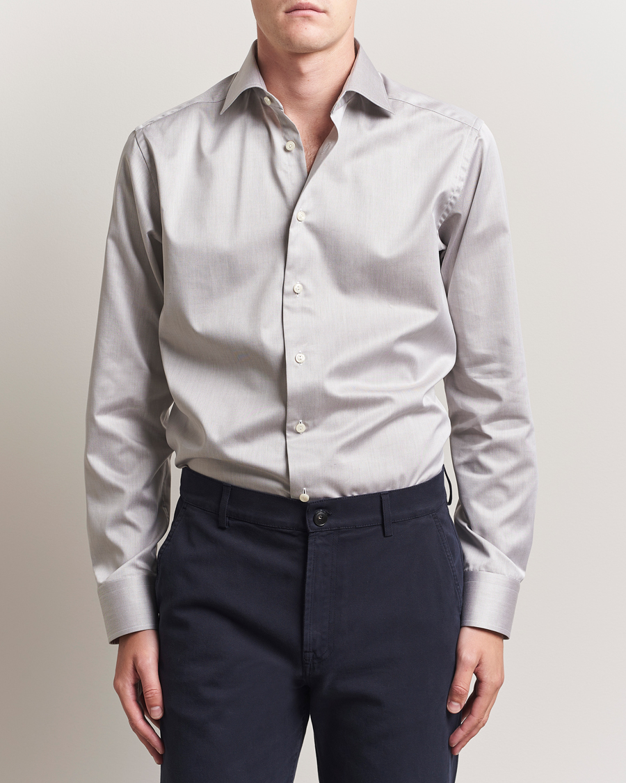 Eton Slim Fit Signature Twill Shirt Beige