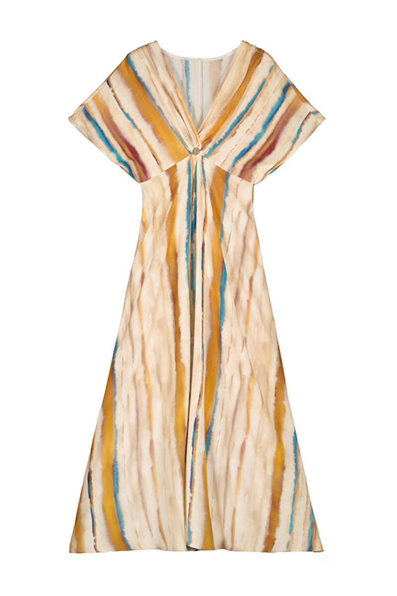 Vestido com estampa tie-dye - Estampa branca