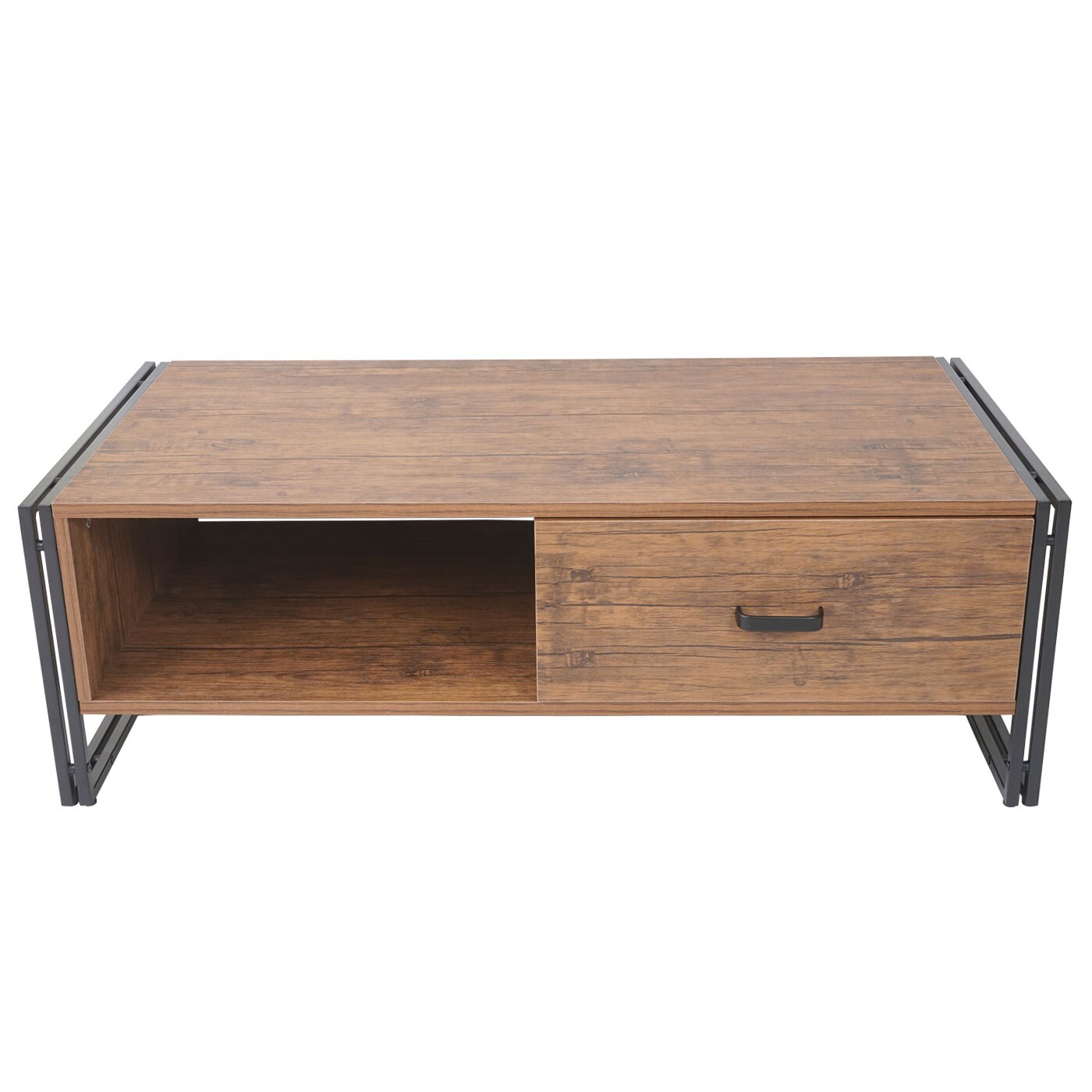Couchtisch MCW-A27, Beistelltisch Wohnzimmertisch, 41x120x60cm 3D-Struktur, Metall MDF ~ Wildeiche-Optik