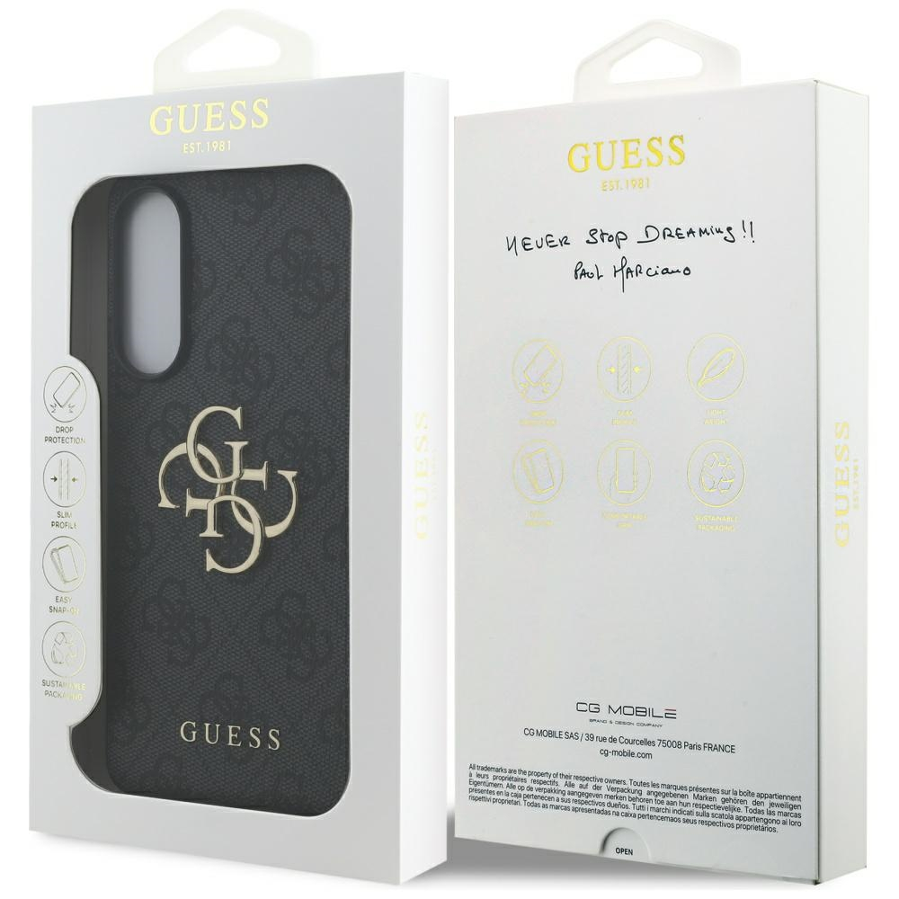Samsung Galaxy S25 Edge Leder Hardcase Hülle 4G Big Metal Logo (GUHCS25E4GMGGR) - Schwarz