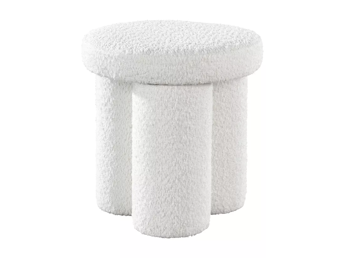Pouf en tissu bouclette blanc CONOMO