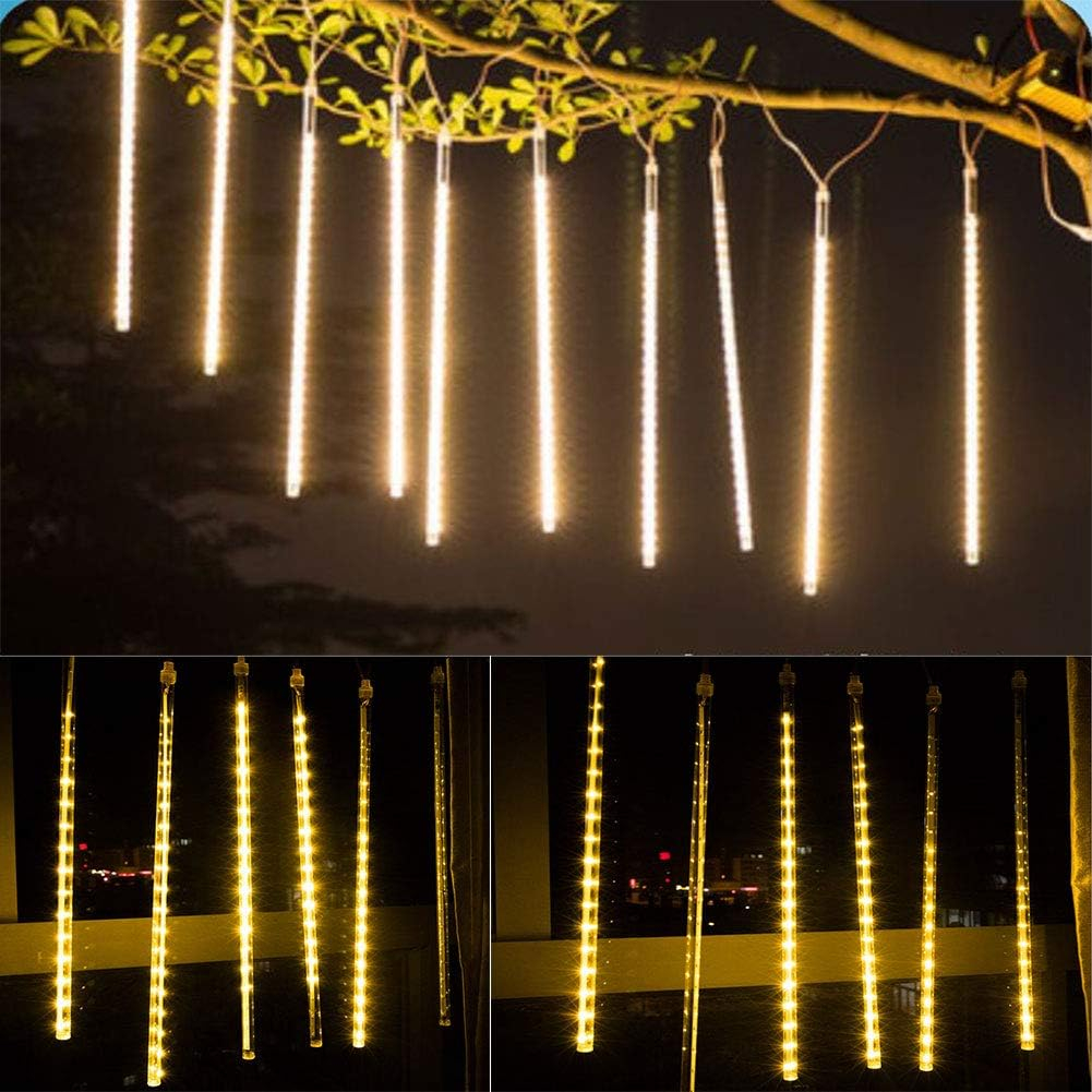 (3m) 192 LED's Deko Pendelleuchte 8x Fallende Regentropfen Schauer Beleuchtung IP44 (Wasserabweisend) - Warmweiss