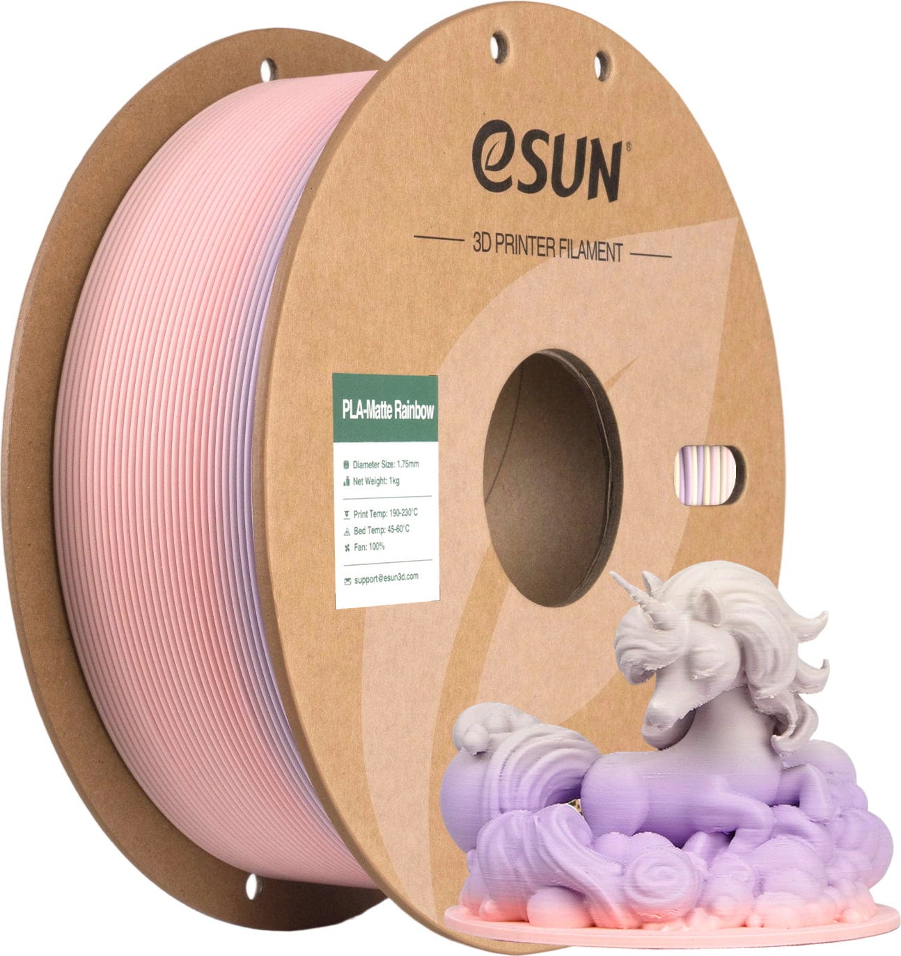 eSUN  PLA-Matte Rainbow B, 1,75 mm / 1000 g    Kostengünstiges Filament für Modelle mit matter Oberfläche