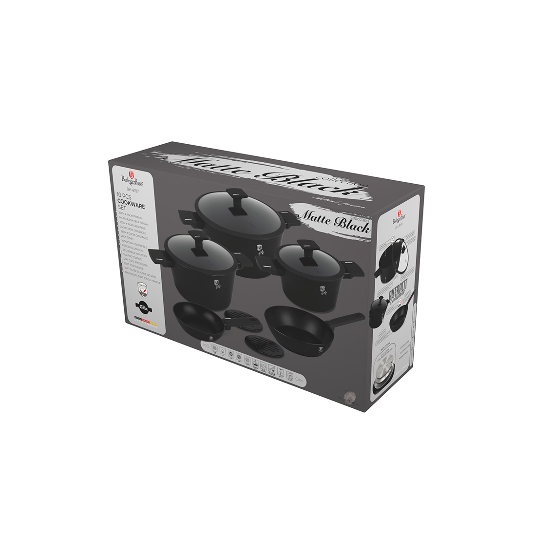 Berlinger Haus 10-teiliges Kochgeschirr-Set Matte Black Collection