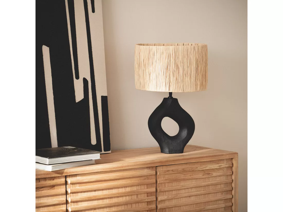 Lampe à Poser en bois Dhara ILUZZIA Naturel
