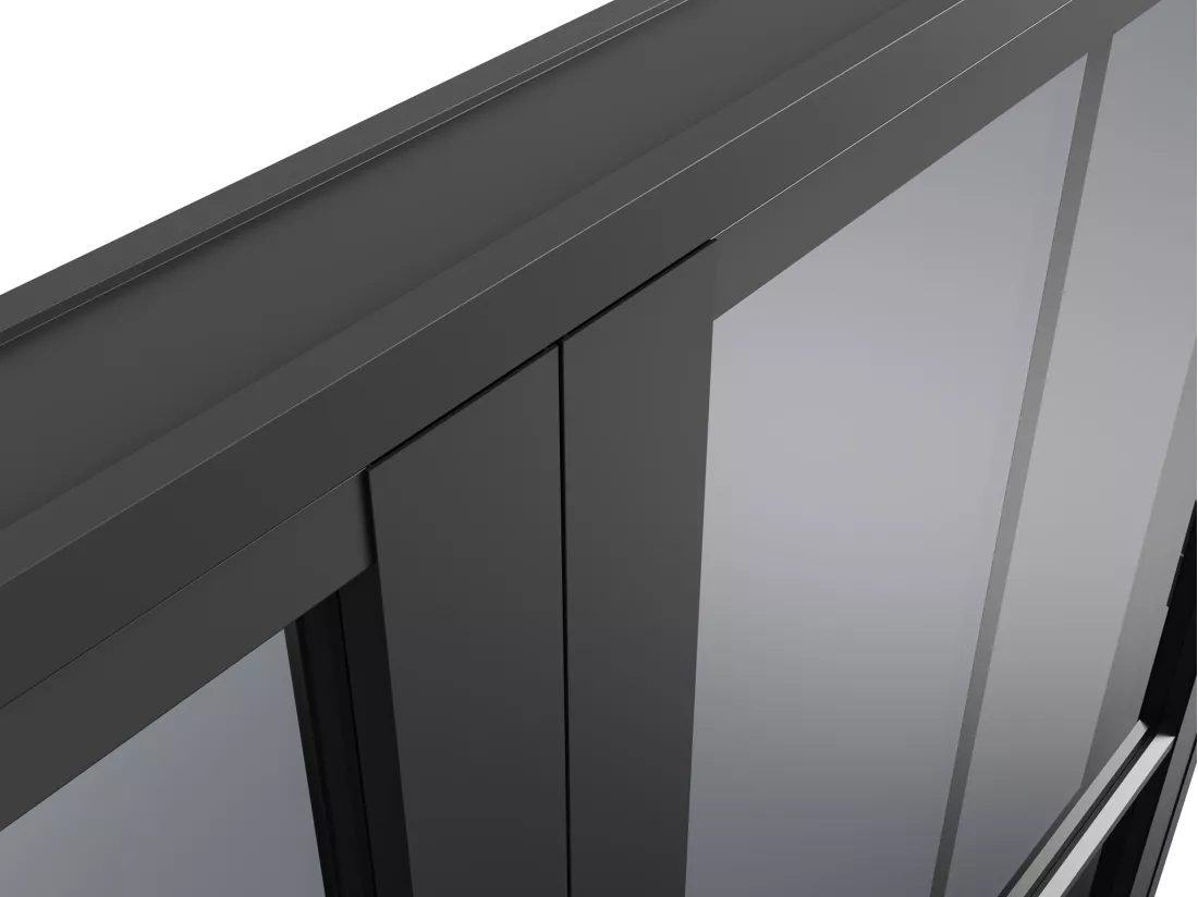 Bloc porte réversible à deux battants en aluminium et verre trempé fumé - 2 x H204 x L83 cm - Noir - SEROTO