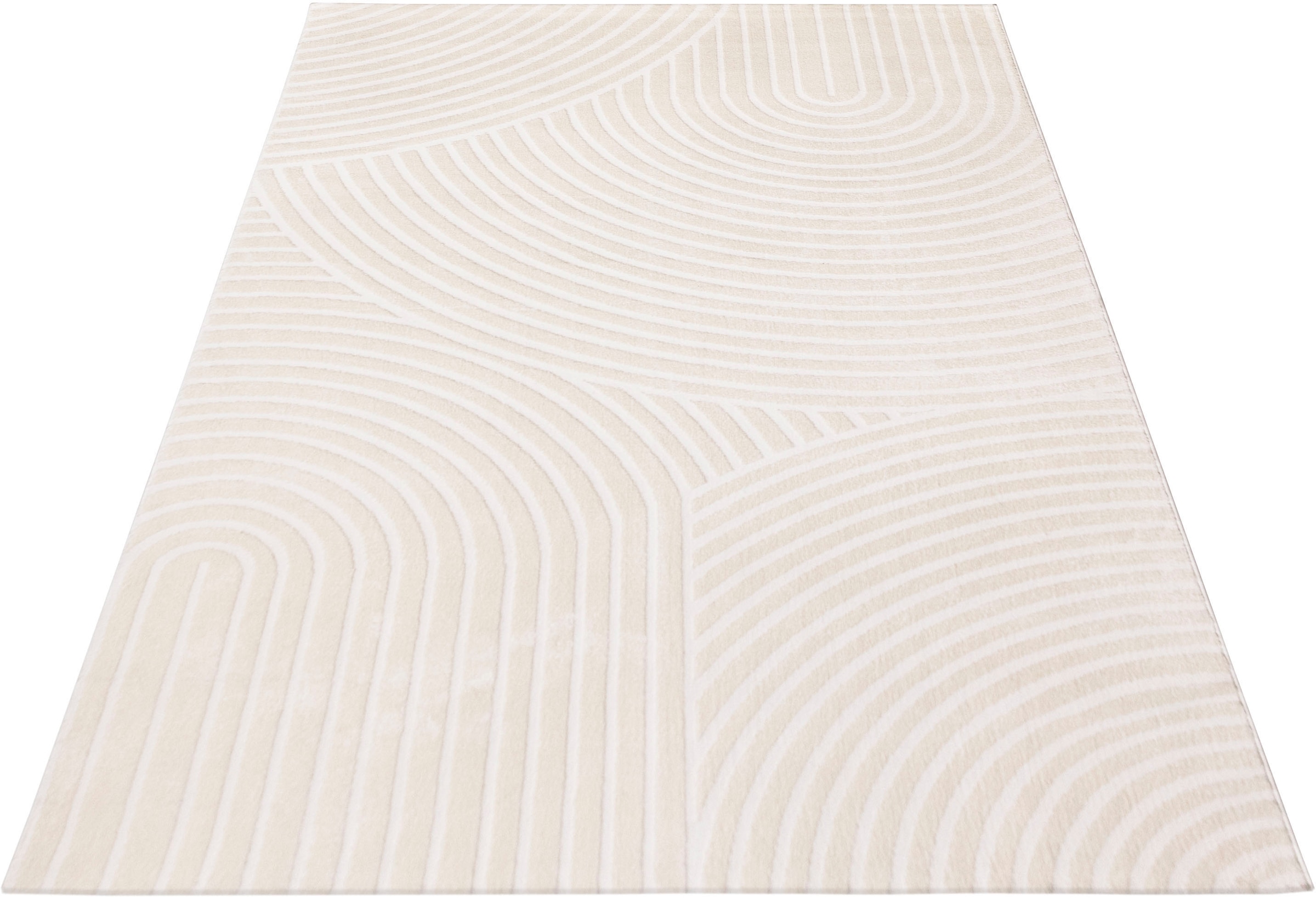 Paco Home Teppich »Luzern 652« rechteckig 13 mm Höhe Kurzflor, Uni Farben, Hoch-Tief-Struktur, Scandi Design