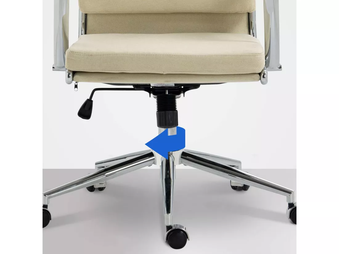 Chaise de bureau - Tissu & Métal chromé - Crème - Cleveland