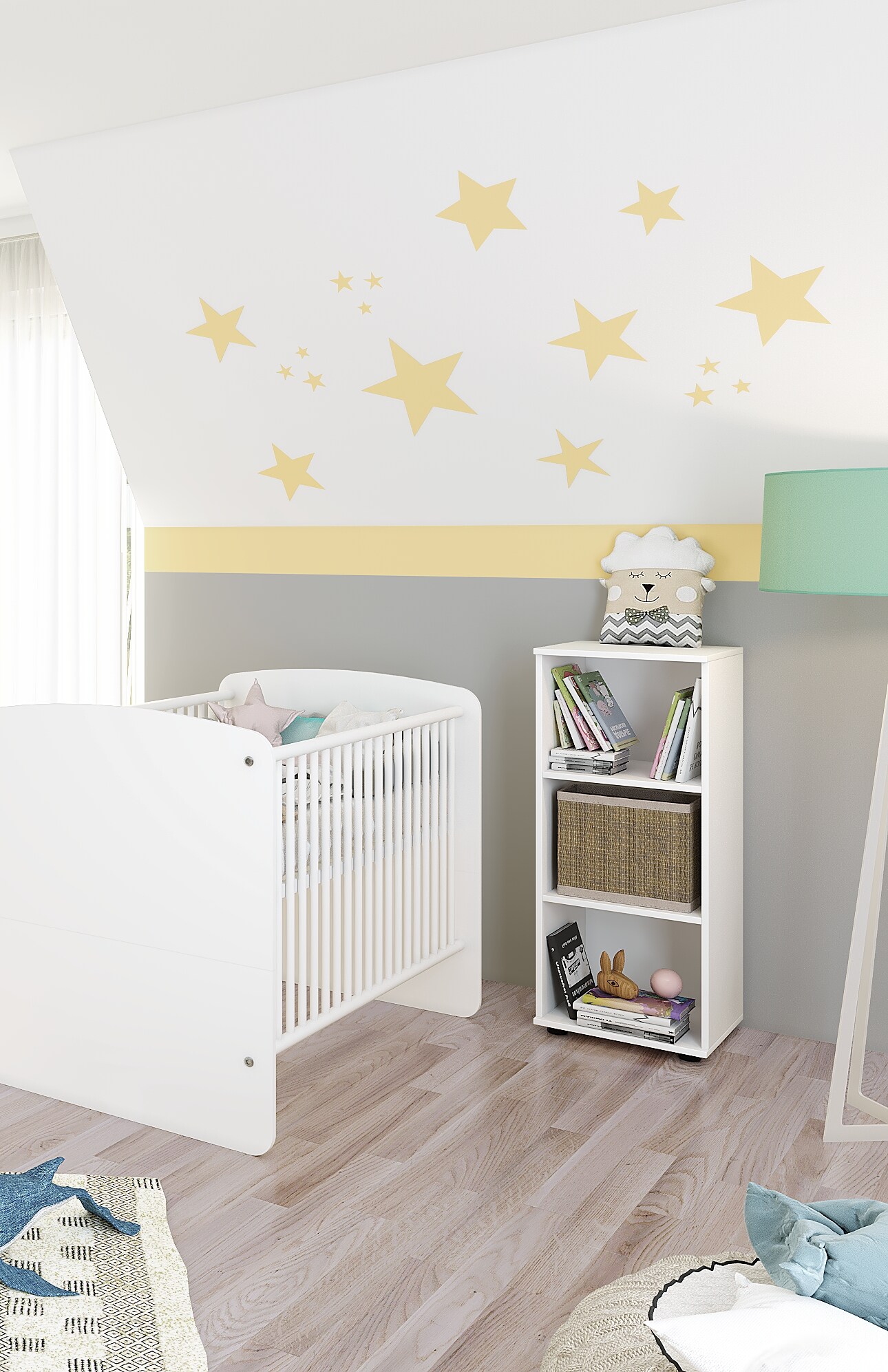 nonjoo. Babyzimmer Lunis niedriges Regal mit 3 Fächern