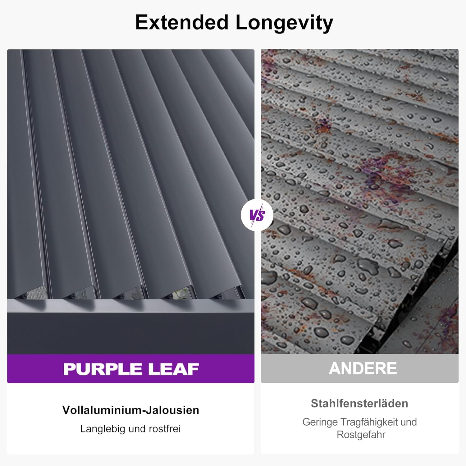 PURPLE LEAF Pergola 3 x 3.65 m mit Lamellendach Wasserdicht Stabil Winterfest Terrassenüberdachung Freistehend Lamellenpergola Verstellbaren Alu-Lamellen mit LED-Lichtleiste für Garten, Grau