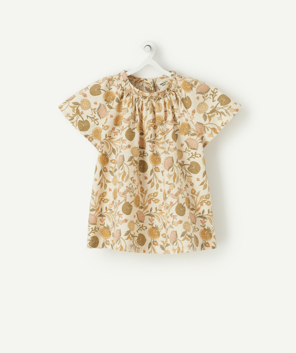 BLOUSE BÉBÉ FILLE EN COTON AVEC COL BARDOT ET IMPRIMÉ