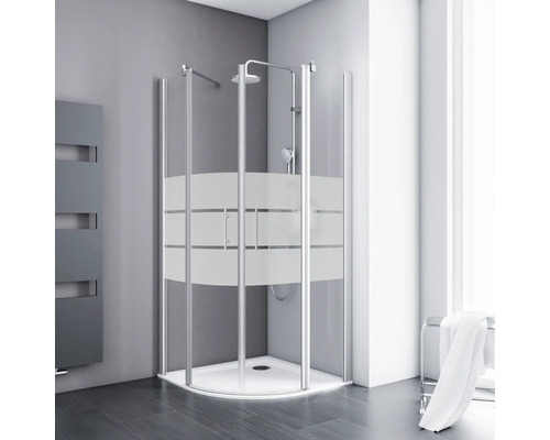 Schulte Galaxy R550 ronde douchecabine 90x90 cm, Depoli Light decor, aluminium profiel