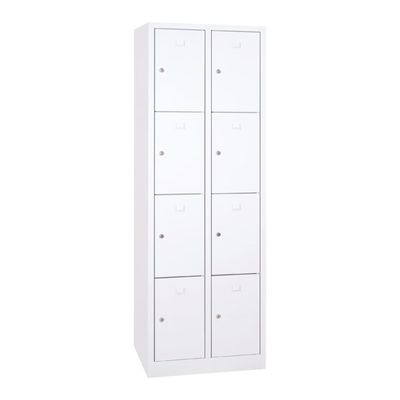 Vestiaire 2 colonnes soit 8 cases monobloc - H180 x L60 x P50 cm - blanc