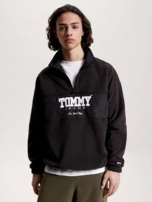 Moletom oversized de lã polar com meio zíper