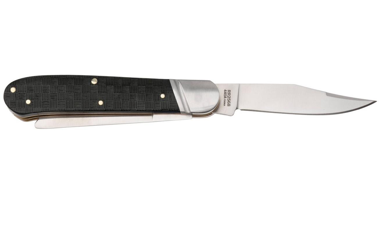 Rough Ryder Black Reserve One Arm Razor RR2568, Satin 440A, Textured Pakkawood, zakmes