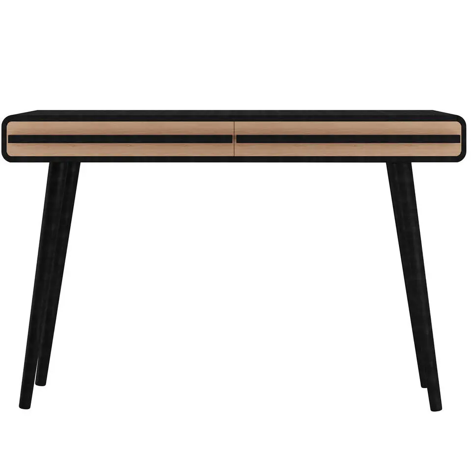 Chantal - Bureau met 2 lades in zwart en naturel spaanplaat