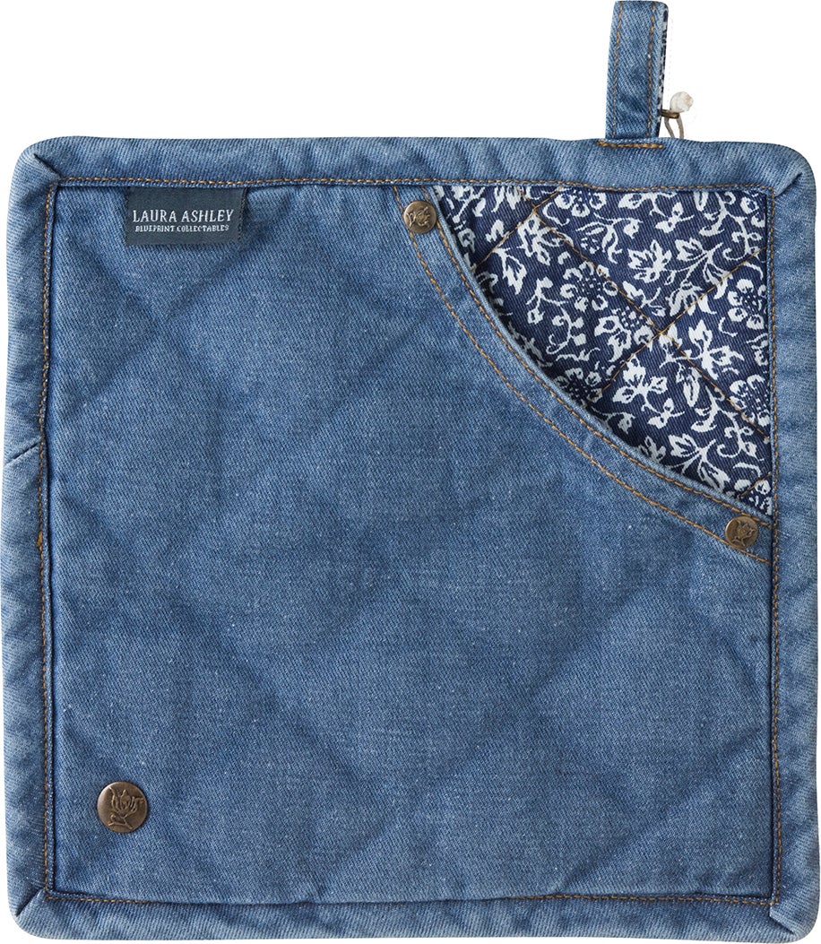 Laura Ashley pannenlap Alyssa blauw 23 x 23 cm