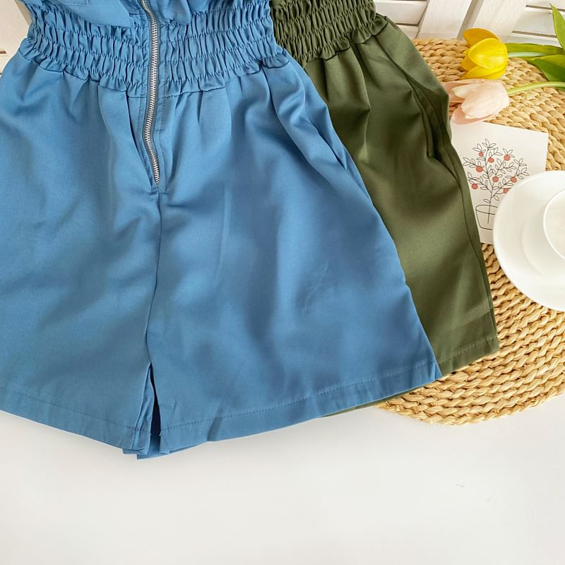 Iasia - Strapless romper met wijde pijpen en effen rits