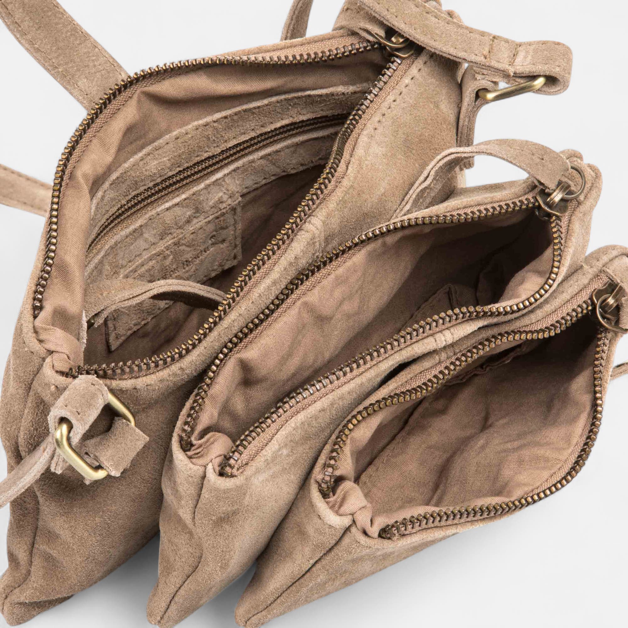 Sac bandoulière en cuir beige
