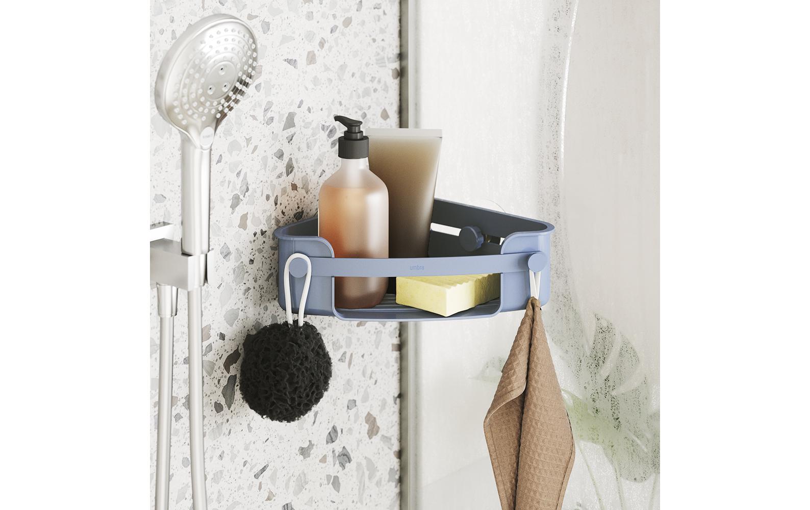 Bad-Utensilienhalter Flex Adhesive für Ecken BlauEckduschablage