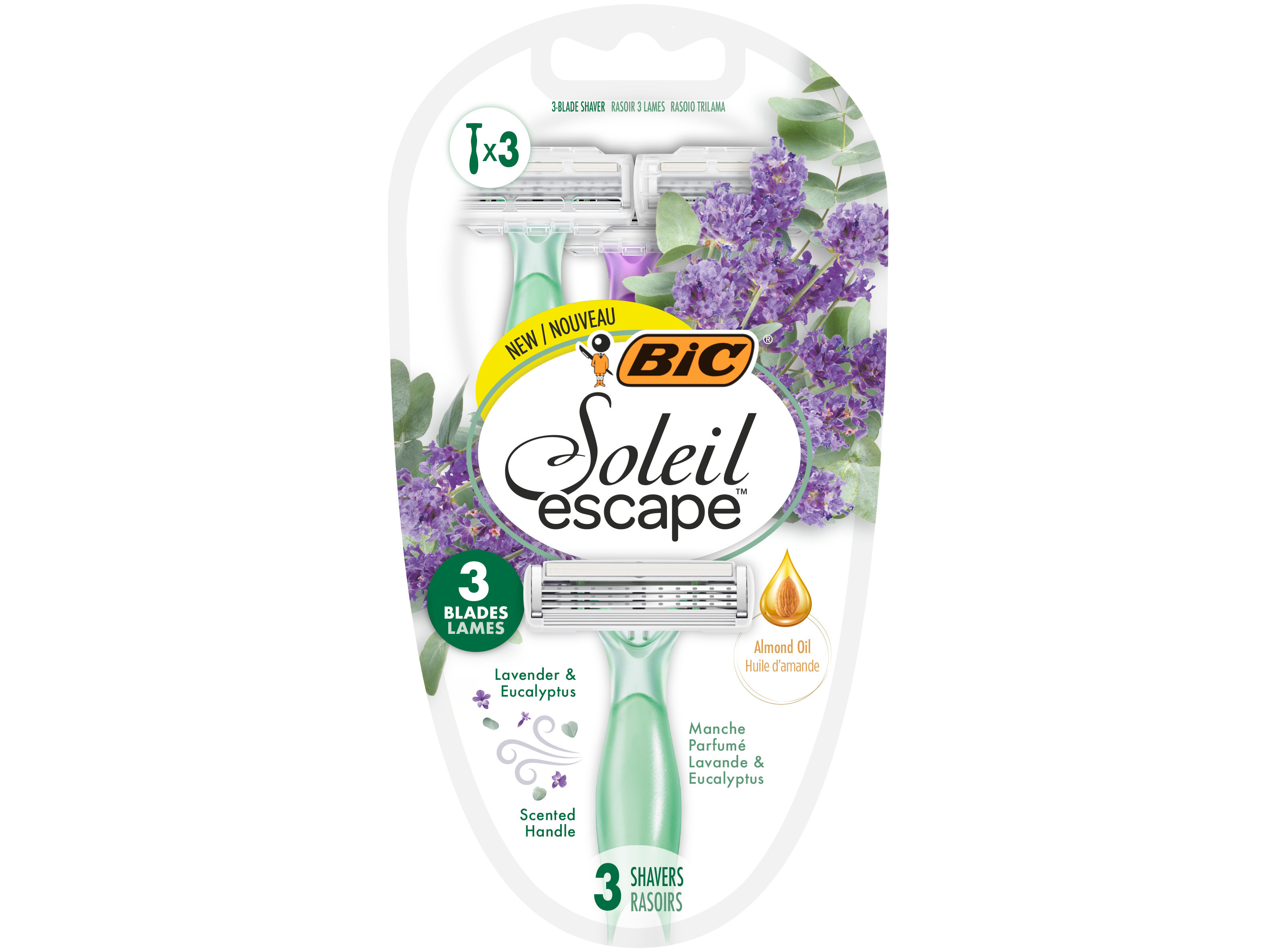 LÂMINAS DESCARTÁVEIS BIC SOLEIL ESCAPE LAVANDA 3UN