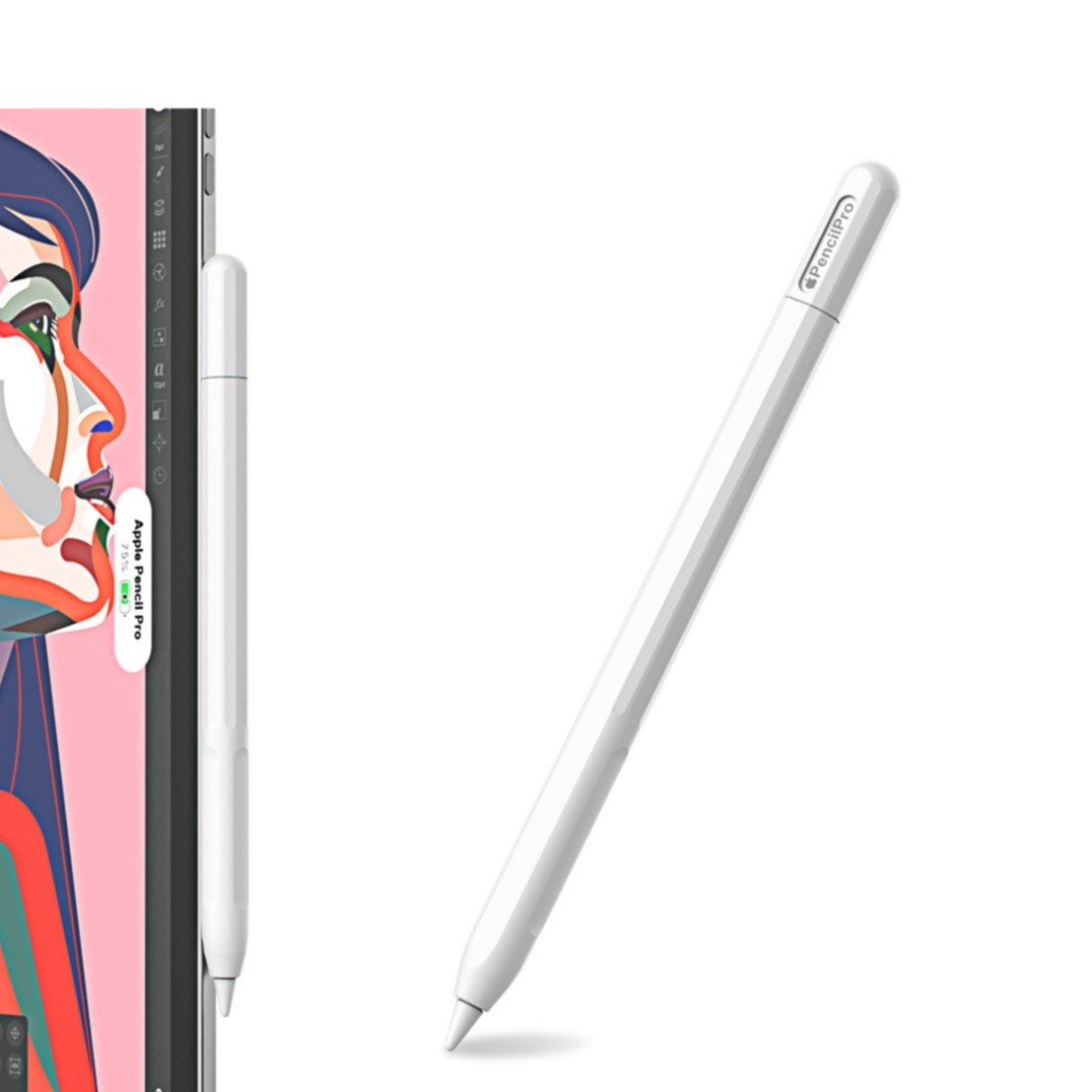 Apple Pencil (Pro) Anti-Slip Dünne Silikon Sleeve Schutzhülle - Weiss