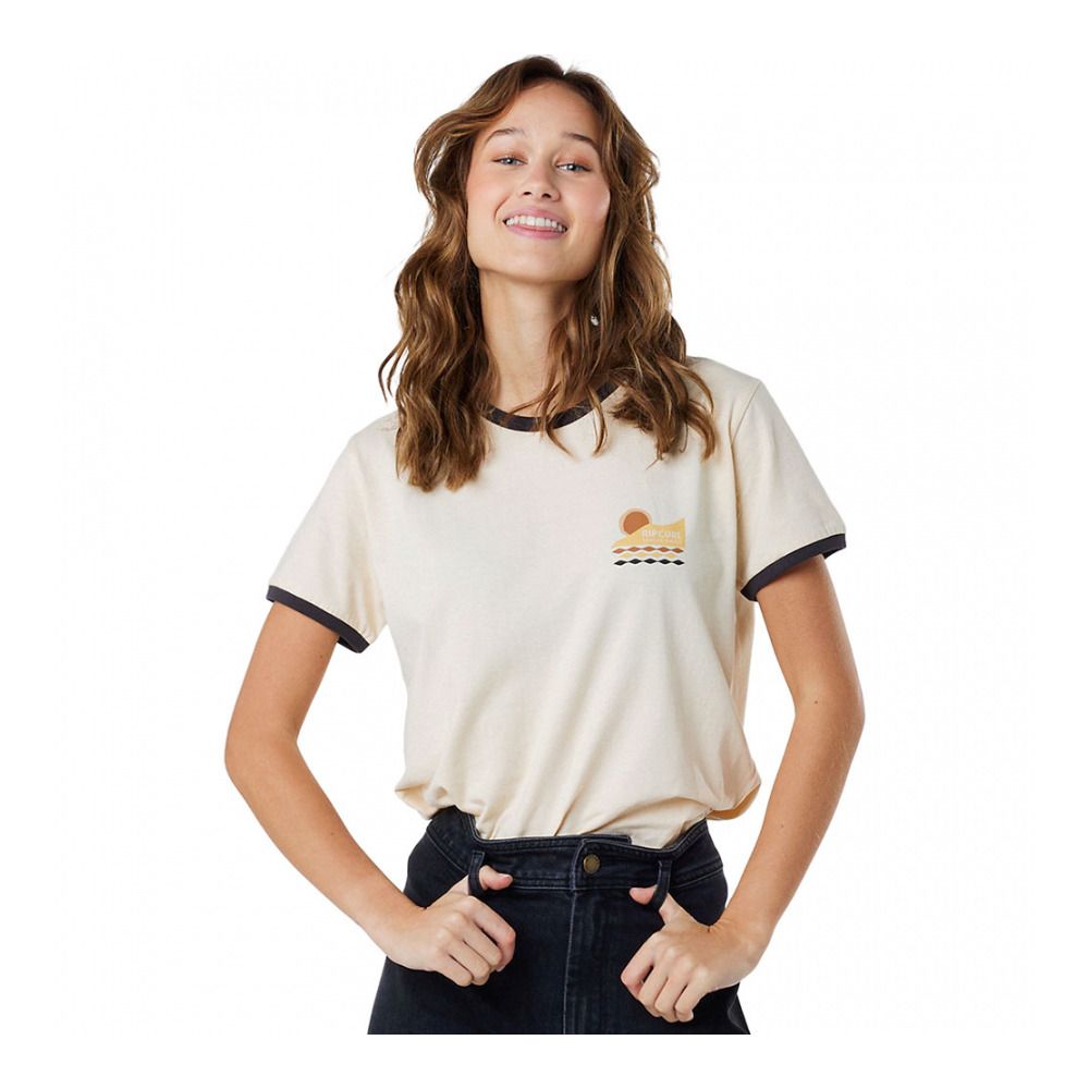 Rip Curl COLOR BLOCK RINGER - Tee-shirt Femme off white