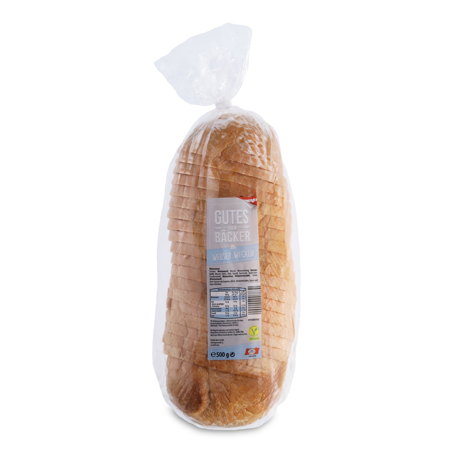 GUTES VOM BÄCKER Weißer Wecken geschnitten 500g