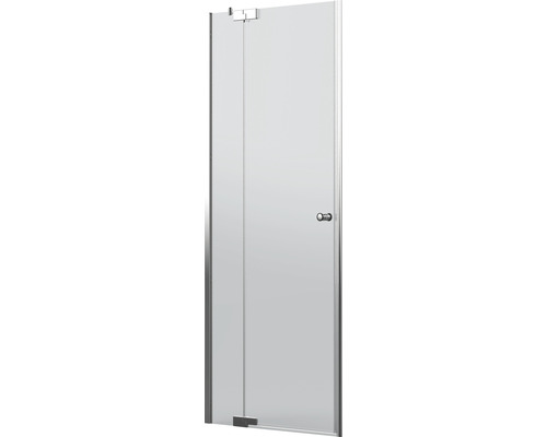 Jungborn douchedeur voor nis, SETTE draaideur met vast paneel links, 80 cm, chroom profiel, helder glas met vuilafstotende coating en buffergreep