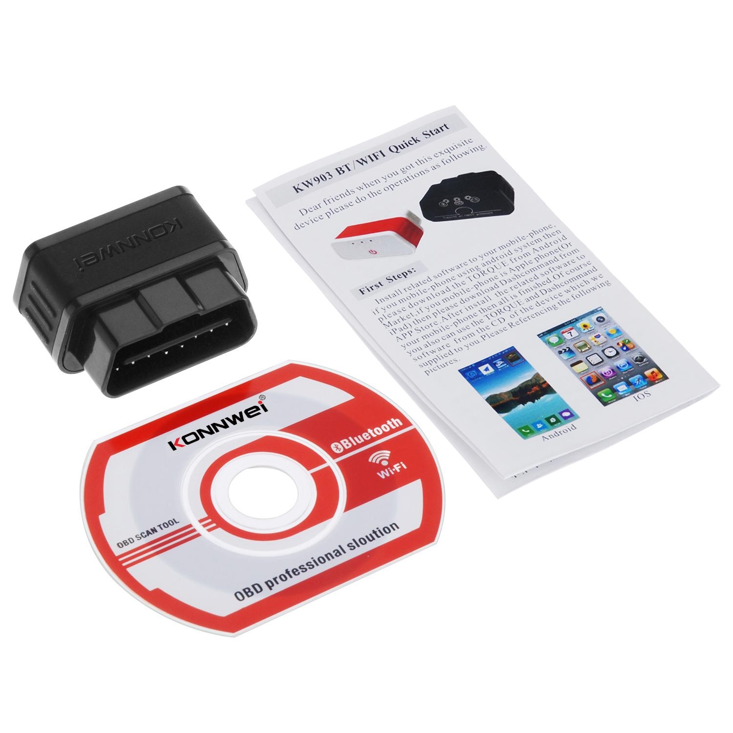 (1.5V) Universal Mini Bluetooth Auto KFZ Diagnose Scanner Motor Fehlercode Auslesegerät für Android (OBDII) - Schwarz