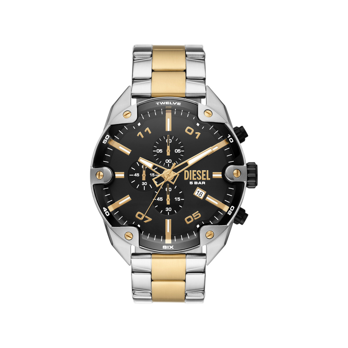 Montre DIESEL spiked homme bracelet acier inoxydable bicolore