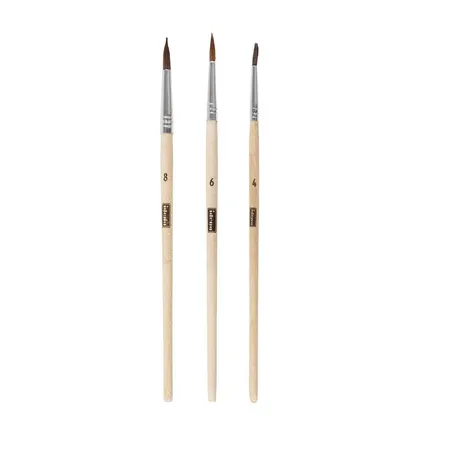 Idena Haarpinsel-Set 3-teilig, Größe 4/6/8, unlackiert