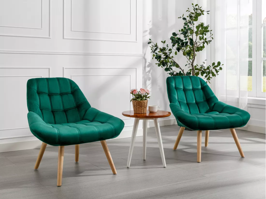 Fauteuil en velours vert LUOSTO