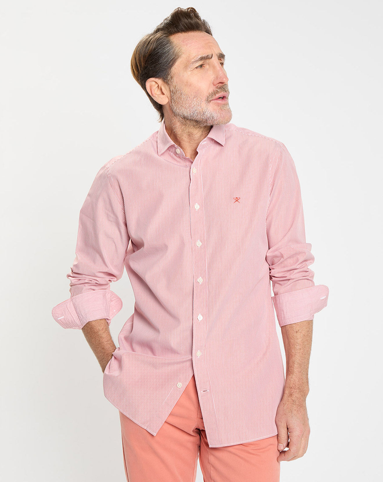 Hackett London Chemise Slim Fit Pop Milleraies rouge/blanc