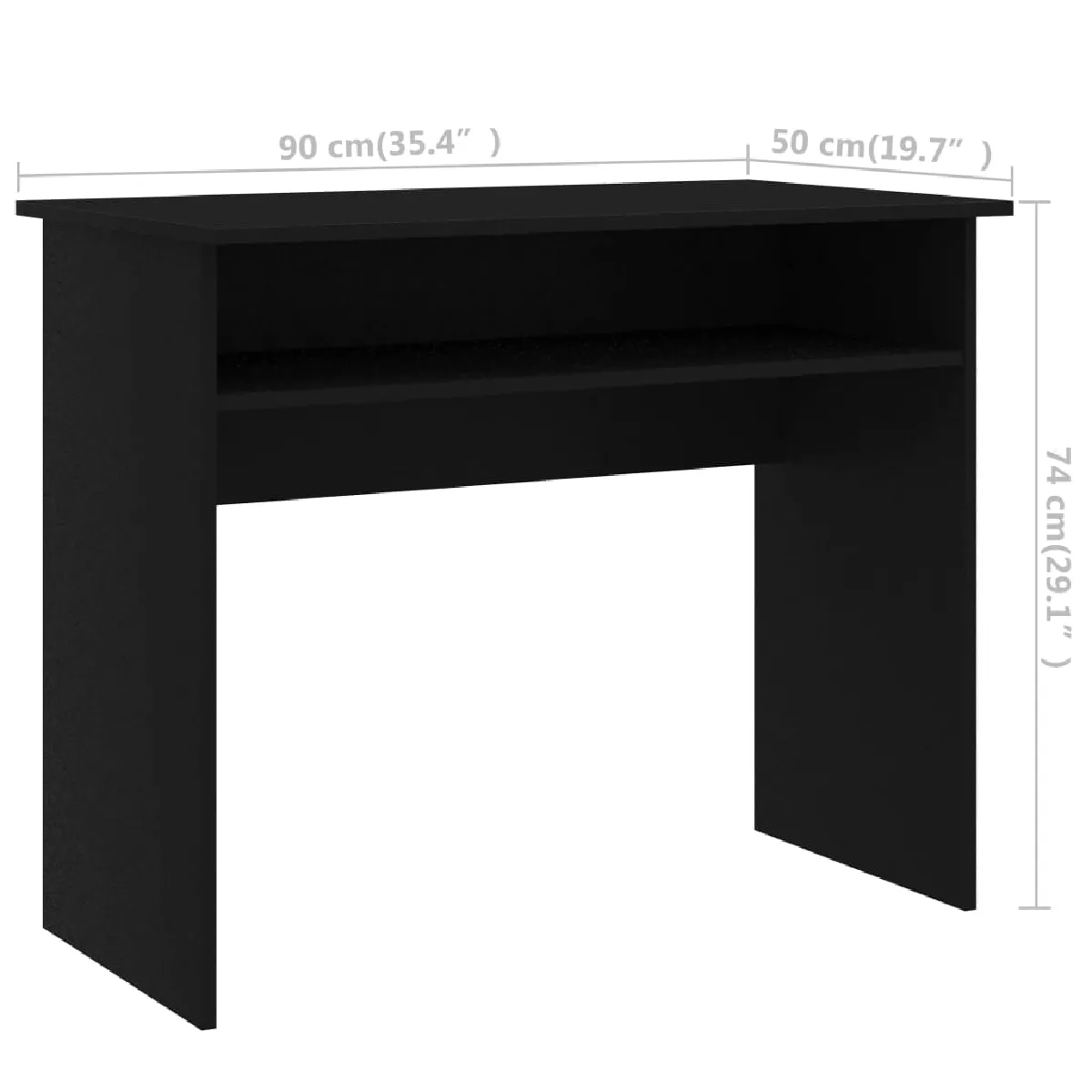 Helloshop26 Bureau informatique noir 90x50x74 cm bois d'ingénierie