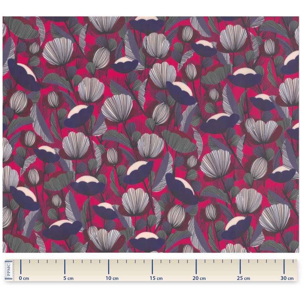 Coupon Tissu Enduit De 35Cm Pavot Fuchsia