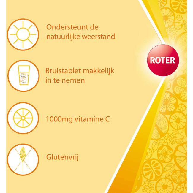 Roter Vitamine C Bruis 1000 mg Abrikoos-Sinaasappel 40 bruistabletten