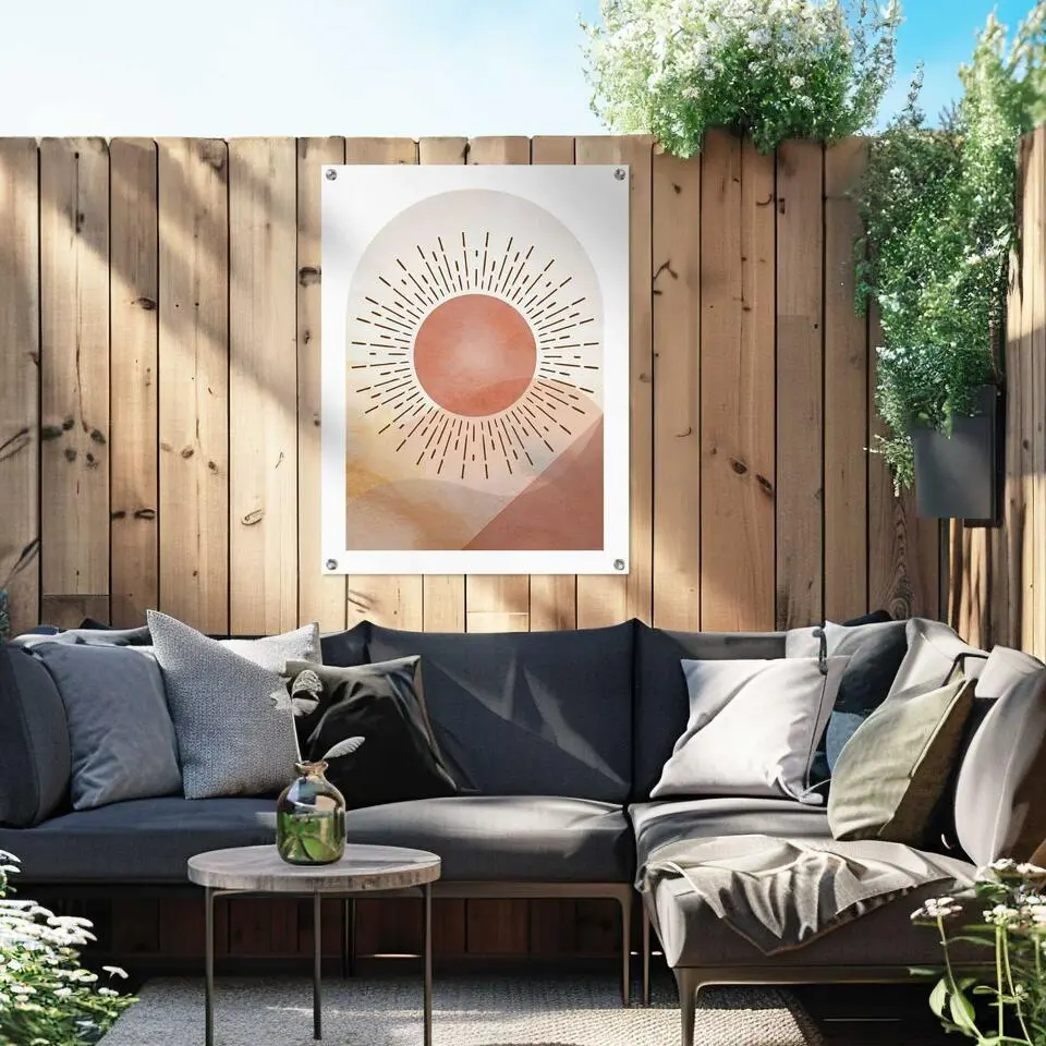 Tuinposter Zon - 80x60cm - Bruin
