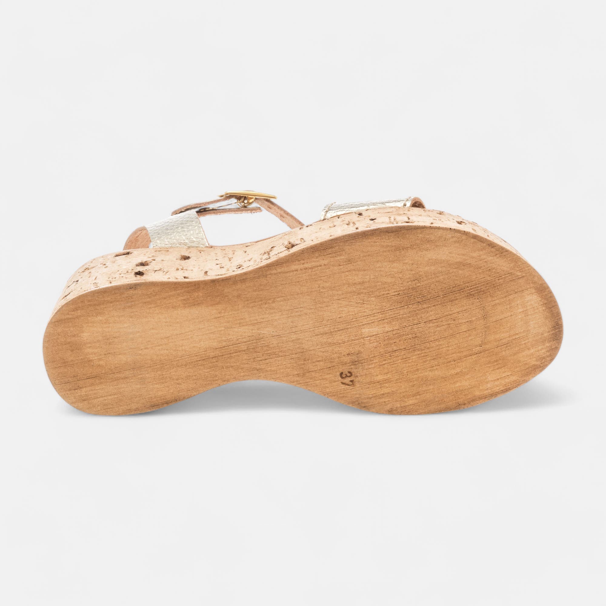Sandales à talon compensé Femme en cuir or