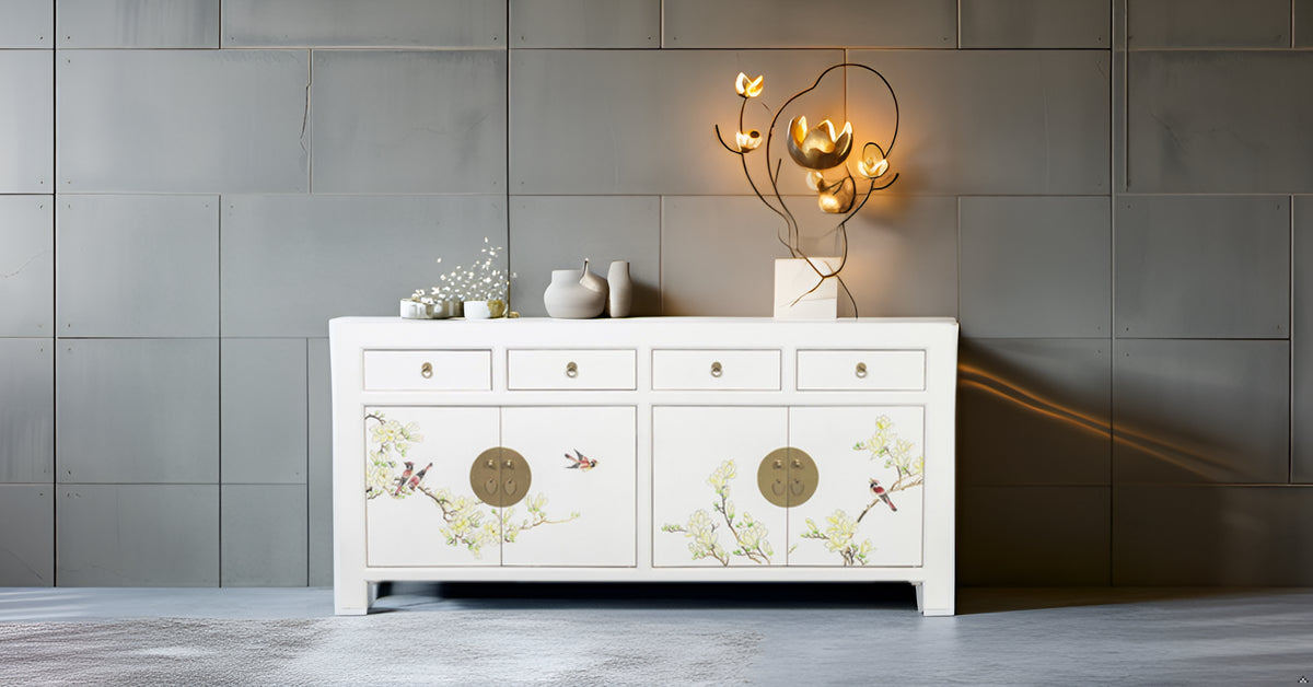 Fine Asianliving Chinese Dressoir Sneeuw Wit