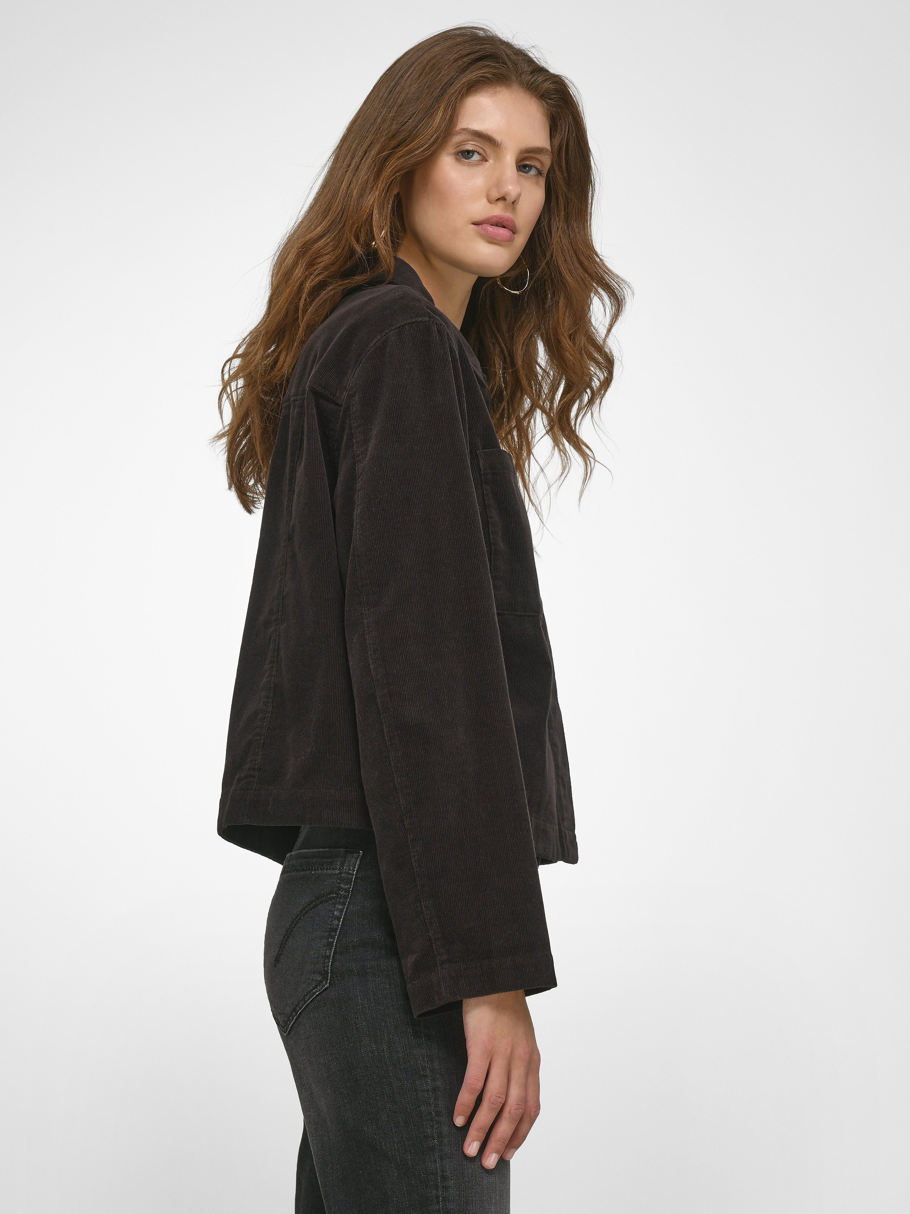 Cordjacke mit Umlege­kragen