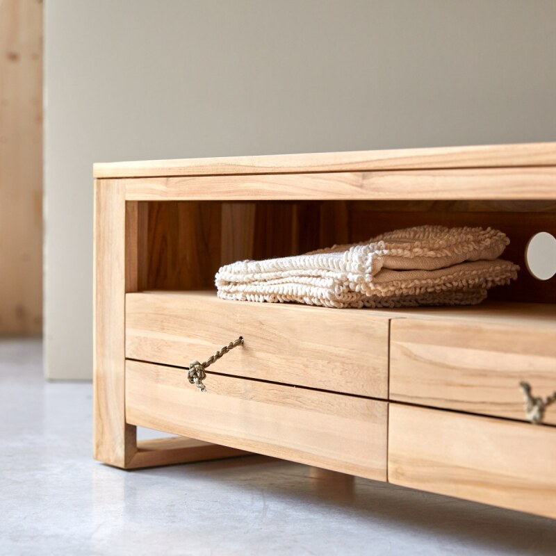 Meuble TV Minimalys en teck massif L 170 cm