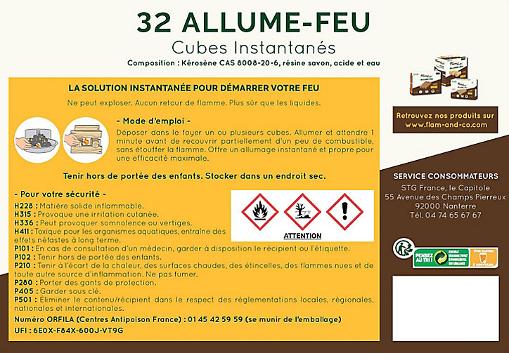 Cube allume-feu Flam & Co - 32 pièces