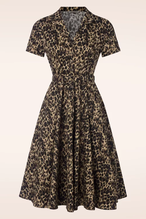 Banned Retro Cheetah Girl swing jurk in bruin