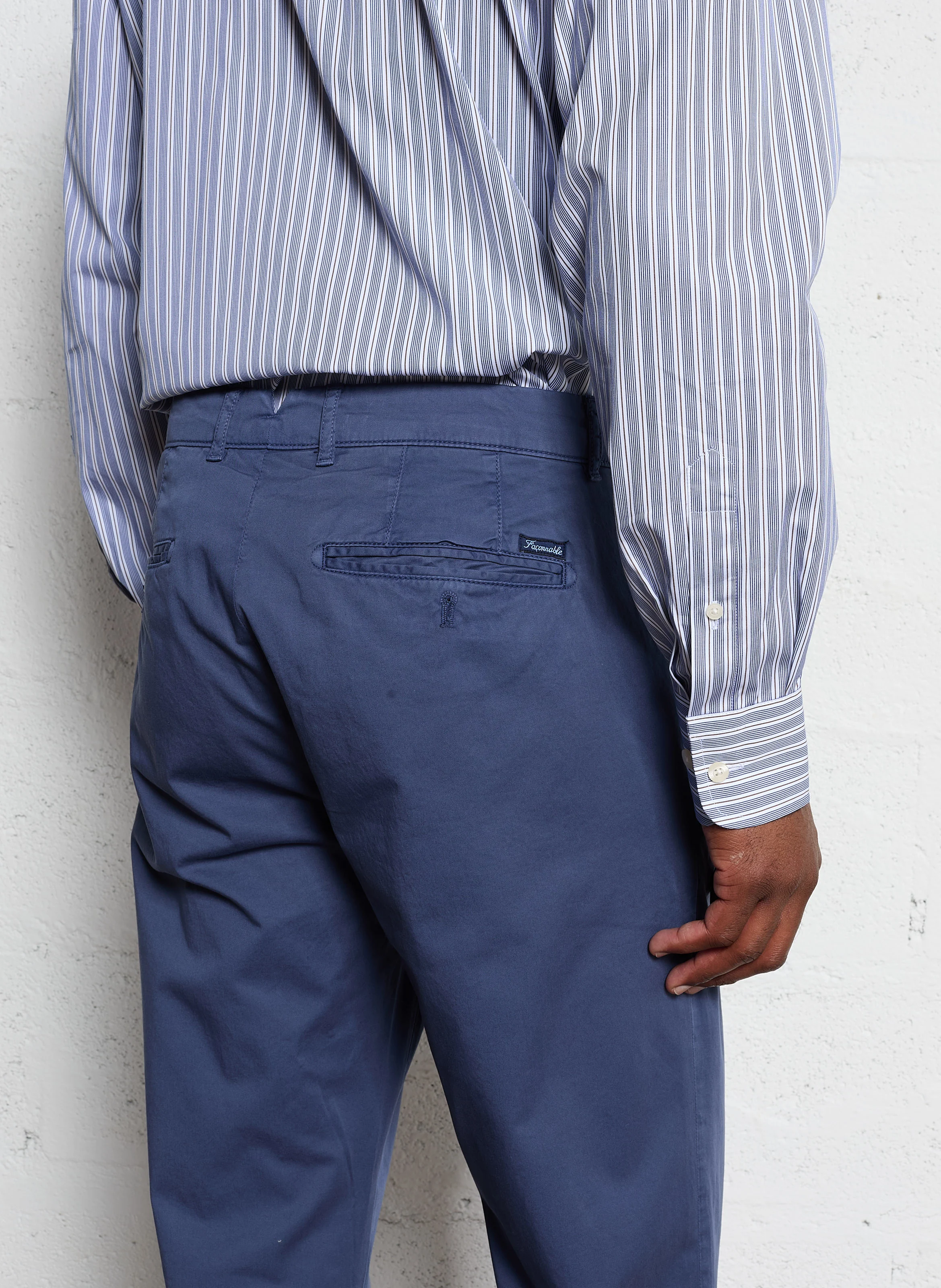 Pantalon chino en coton mélangé | Bleu