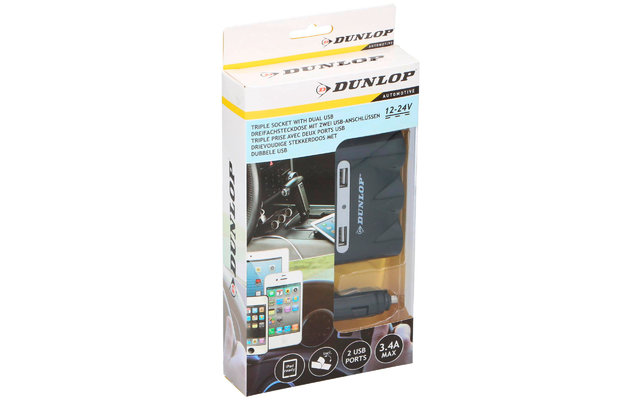 Dunlop Steckdose 12/24 V mit 2 x USB