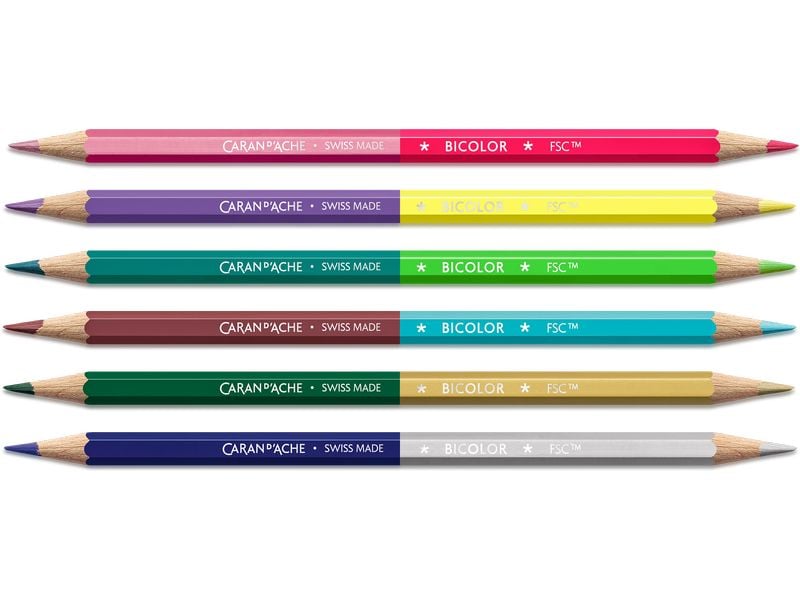 Caran d'Ache Farbstifte Bicolor Claim Your Style 5, 12 Farb Zweifarbige Buntstifte