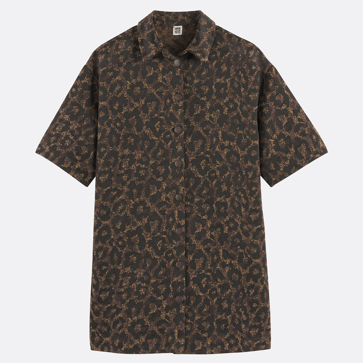 COLEÇÕES LA REDOUTE<br>Vestido curto e solto em jacquard com estampa de leopardo, modelo Signature SARA