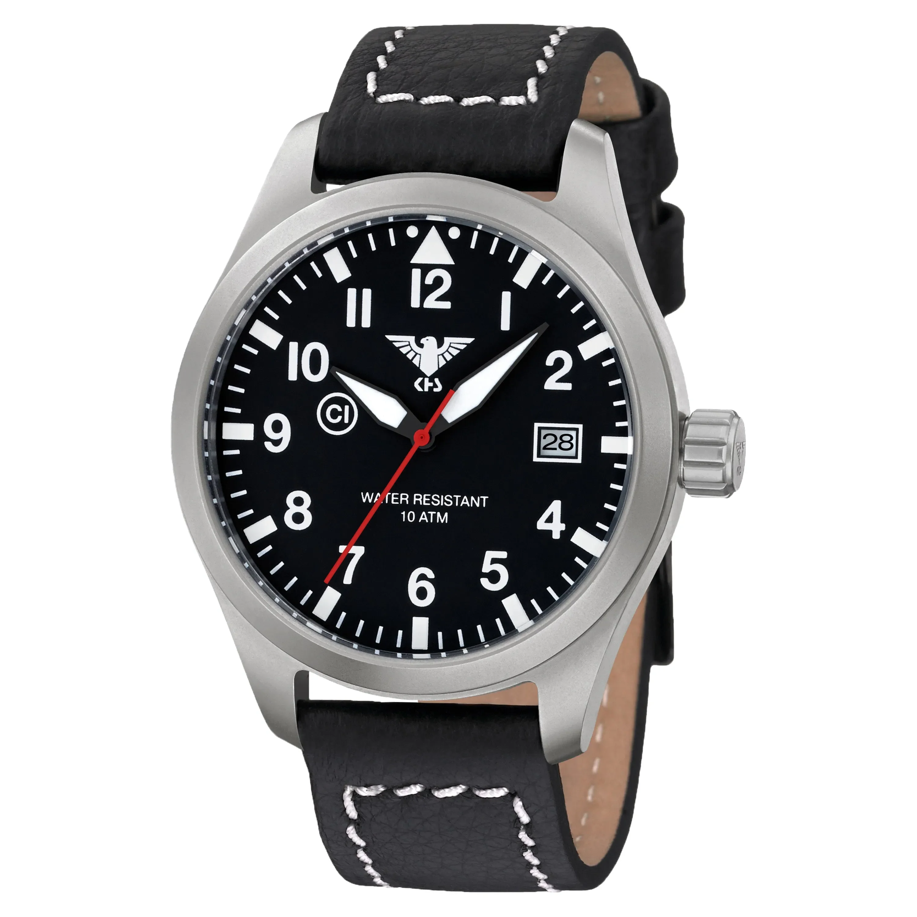 KHS -  Uhr Airleader Steel mit Büffellederband