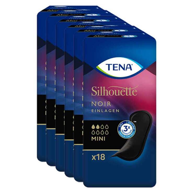 TENA® Silhouette NOIR Mini Einlagen bei Inkontinenz, 6X18 St
